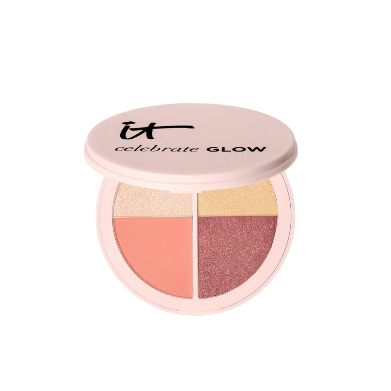 [Australia] - IT Cosmetics Celebrate Glow Face & Eye Makeup Palette - Multitasking Blush, Highlight & Eyeshadow Palette in Matte, Pearl & Shimmer Shades 
