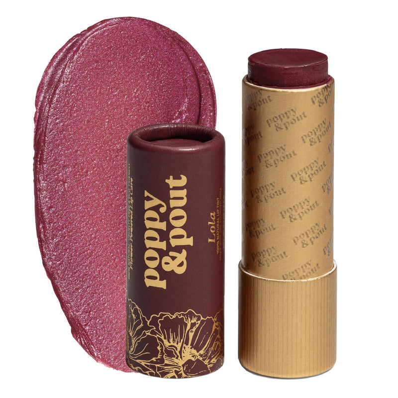Poppy & Pout All Natural Lip Tint, Cardboard Tube, Hand-Filled, Beeswax, Vitamin E, Coconut Oil, Cruelty Free, All-Natural Shades (Lola) Lola