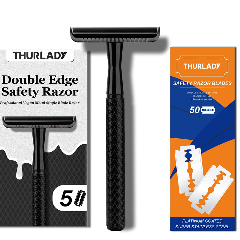 Matte Black Safety Razor and 50 Razor Blades