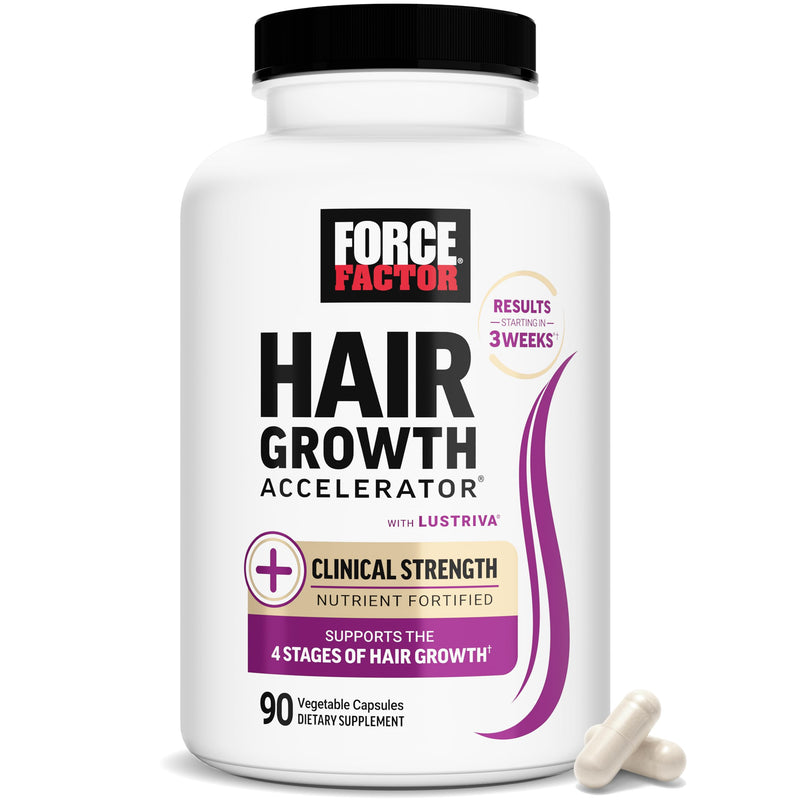 Force Factor Hair Growth Accelerator with Clinically Studied Lustriva | Hair Multivitamin for Women with Biotin, Horsetail & Vitamins for Thicker Hair, Healthier Skin & Nails, 90 Capsules 90 Count (Pack of 1)