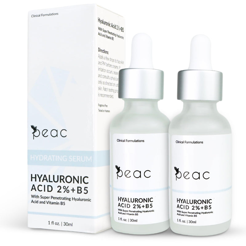 Hyaluronic Acid 2% + B5 Serum 60ml/2oz – USA Made - All Skin Types - Hyaluronic Acid Serum for Face – Hydrating, Plumping & Lightweight – Fragrance Free Skincare – Moisturizing Face Serum for Women 1 Fl Oz (Pack of 2)