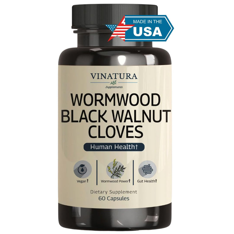 [Australia] - Wormwood Black Walnut Clove Capsules - Cleanse, Detox, Intestinal Guard Formula Supplement for Humans, with Wormwood herb, Black Walnut Extract Combination, 60 Capsules 