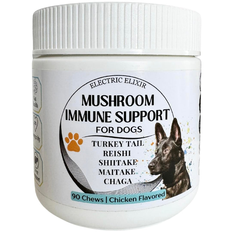 Dogs Immune Support Mushroom Supplement - Supports Longevity, Cognition, Joint, Cellular & Gut Health - All Natural Organic, GrainFree - Buddy Guard for Lumps and Bumps, Chicken Flavor - 90 Chews - PawsPlanet Australia