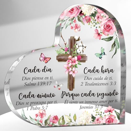 Shellwei Spanish Christian Gifts Women Bible Verse Heart Plaque,Classic Classic