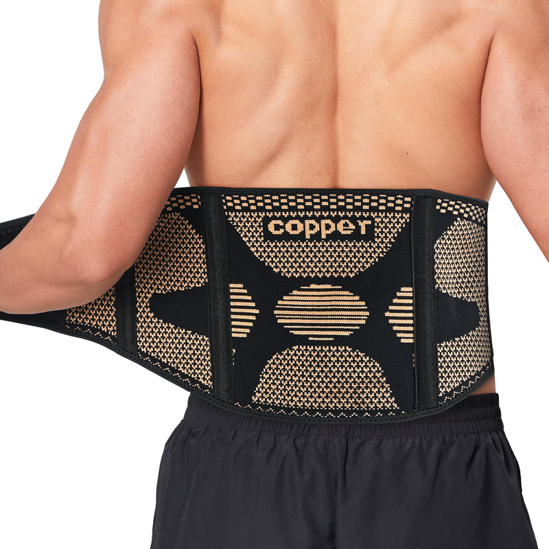 [Australia] - Copper Back Braces for Lower Back Pain, Breathable Lumbar Support Belt for Men and Women, Lower Back Brace for Herniated Disc, Sciatica, Scoliosis, Heavy Lifting (Black, Medium) Black 