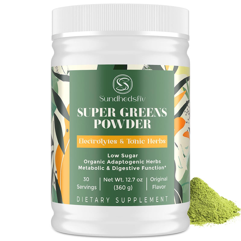 [Australia] - Super Greens Powder Superfood + Electrolytes & Tonic Herbs | Organic Greens, Shilajit, Adaptogens, Antioxidants, Preobiotic & Probiotic & Postbiotic| for Energy, Gut & Immune| Unflavored - 30 Servings 12.7 Ounce (Pack of 1) 
