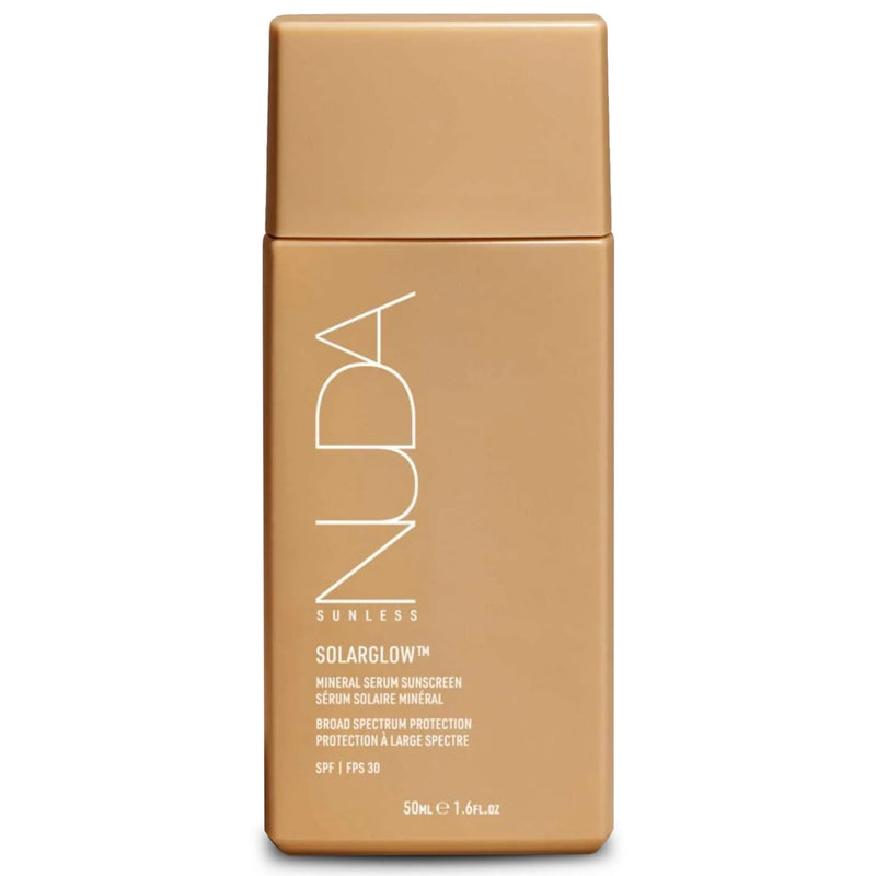 Nuda SolarGlow Zinc Oxide Sunscreen Serum | Daily SPF 30 Broad-Spectrum Mineral Face Sunscreen for Women | with Squalane & Vitamin E, Non Comedogenic for Sensitive Skin | Reef Friendly, (1.6 Fl Oz)