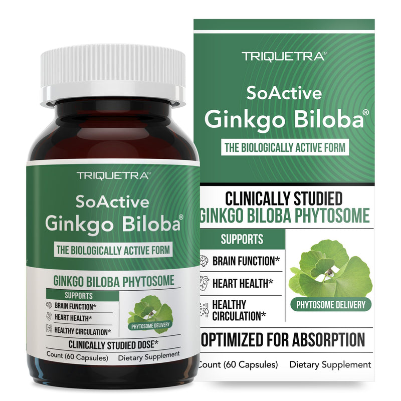 [Australia] - SoActive Ginkgo Biloba with GinkgoSelect¬Æ Phytosome | Clinically Studied Enhanced Absorption for Brain, Heart & Memory Support ‚Äì 180 mg ‚Äì Helps Maintain Circulation & Cognitive Health (60 Capsules) 