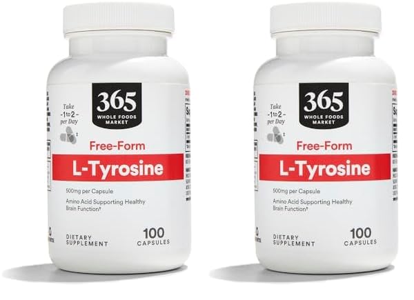 Whole Foods Market, L Tyrosine 500Mg, 100 Capsules (Pack of 2) 100 Count (Pack of 2)