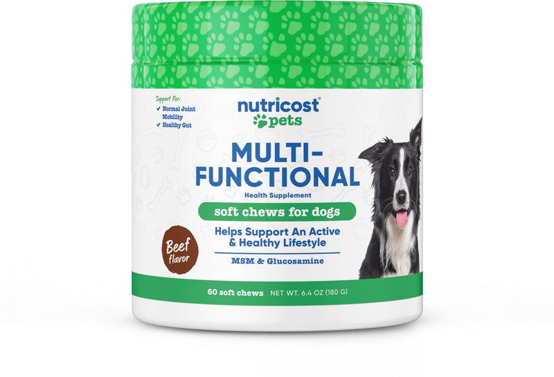 Nutricost Pets Multi-Functional Active & Healthy Lifestyle Support Soft Chews for Dogs (Beef Flavor) 60 Soft Chews - PawsPlanet Australia
