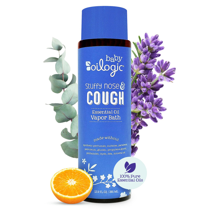[Australia] - Oilogic Stuffy Nose & Cough Essential Oil Vapor Bath for Babies & Toddlers - Gentle Baby Bath Essentials – Pediatrician-Tested & Safe for Babies, 12.9 Fl Oz Vapor Bath (12.9 Fl Oz) 