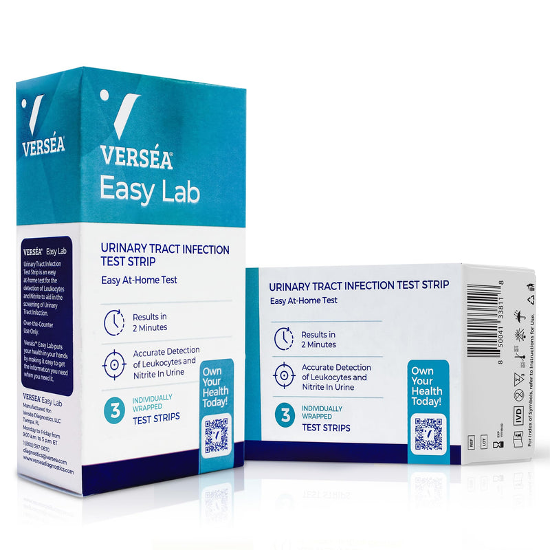 Easy Lab UTI Test Strips, At-Home Detection - Quick & Reliable Urinary Track Infection Test - 3 Count