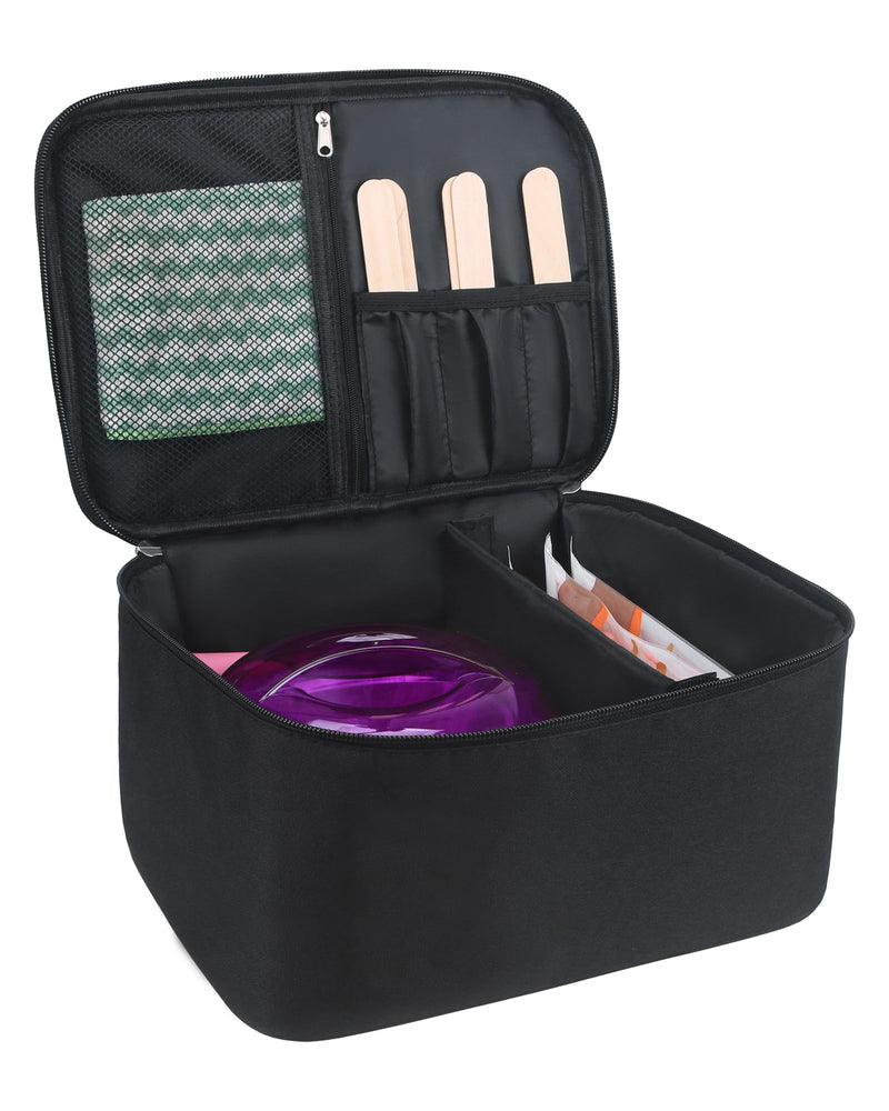 [Australia] - Waxing Kit Bag,Wax Warmer Organizer Bag Wax Kit for Hair Removal Storage Bag Hair Removal Wax Tool Bag (Black) Black 
