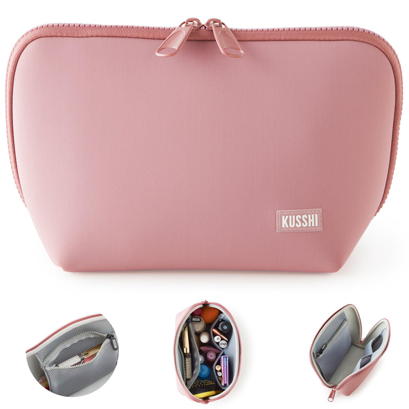 Neoprene Makeup Bag - Washable Makeup Bag for Stress Free Travel (Mauve/Stone) Mauve/Stone