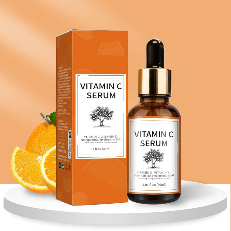 Vitamin C Brightening Serum with Hyaluronic Acid & Vitamin E – Dark & Even Skin Tone for Women (30ml/1.01 fl.oz.)