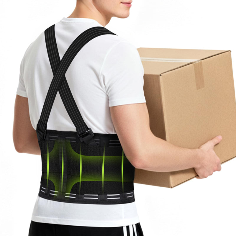 [Australia] - Work Back Brace for Lower Back Pain with Suspenders, Adjustable Lumbar Back Support Belt for Men & Women-Heavy Lifting, Safety Protection, Sciatica Relief (M) Medium 
