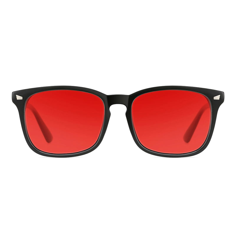 [Australia] - TIJN Sleep Glasses with Blue Green Light Blocking, Red Light Lens for Computer Gaming, Screen Fatigue & UV Protection (02)-(max Protect- Red Lens) Black 
