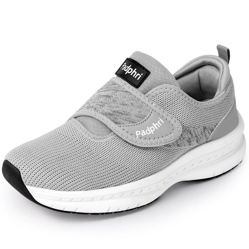 [Australia] - Diabetic Shoes for Men Extra Wide Width‰∏®Walking Shoes for Elderly Foot Pain Relief Neuropathy‰∏®Orthopedic Shoes for Swollen Feet Adjustable‰∏®Zapatos para Diab√©ticos Hombre 8.5 Wide Grey 