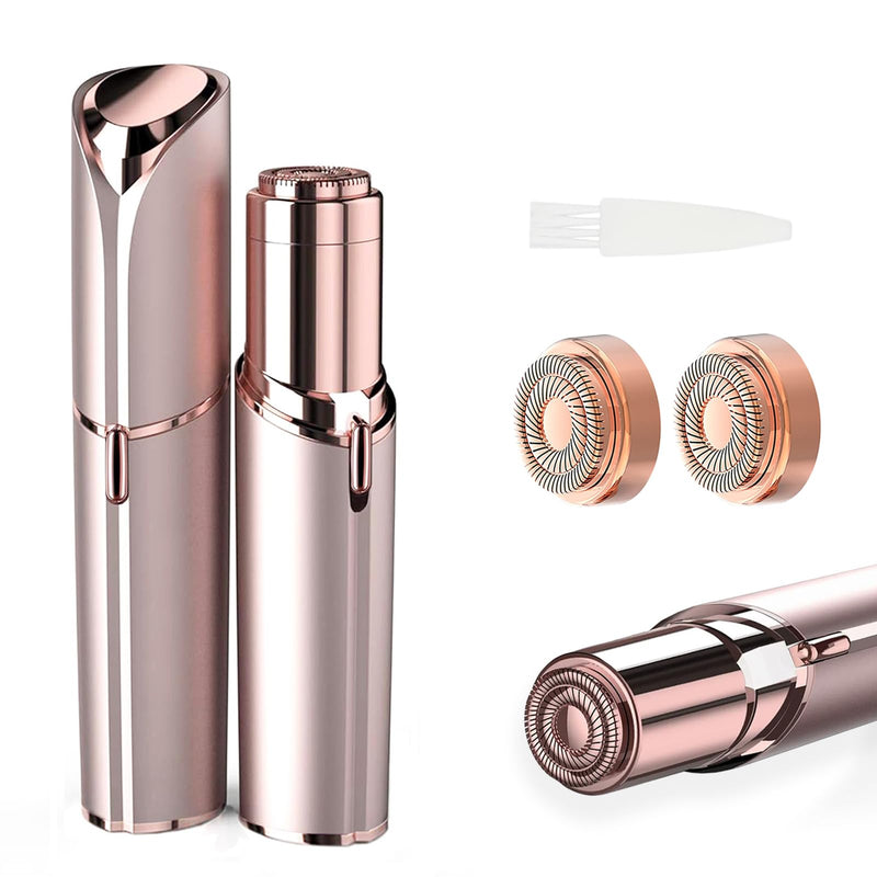 [Australia] - Women Facial Hair Removal Device Battery Operated with 2 Replacement Heads,Ladies Face Shaver for Peach Fuzz Upper Lip,Chin,Facial Hair Removal for Women 1 gold +2 heads 
