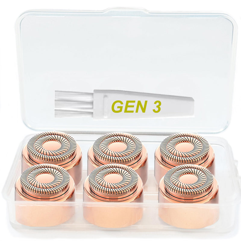 [Australia] - Generation 3 Replacement Heads for NEW Finishing Touch Flawless Facial Hair Remover Gen 3 - Double Precision Enhanced Floating Blades Heads for Flawless Gen 3, PACK of 6, w/Storage Case & Clean Brush 6 Pcs/Pack for Gen 3 New flawless 