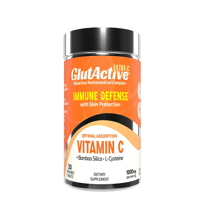 Ultra Vitamin C 1,000mg | Immune Support & Collagen Builder | High Absorption Ascorbic Acid with Cysteine & Bamboo Silica | Powerful Antioxidant | 30 Chewable Tablets (Pack of 1) (30)