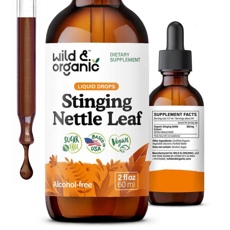 [Australia] - Wild & Organic Stinging Nettle Leaf Extract Drops - Urinary Tract Support - Liquid Stinging Nettle Supplement - Urtica Dioica Tincture - 2-Month Supply - Vegan, Sugar & Alcohol-Free - 2 fl oz 2 Fl Oz (Pack of 1) 
