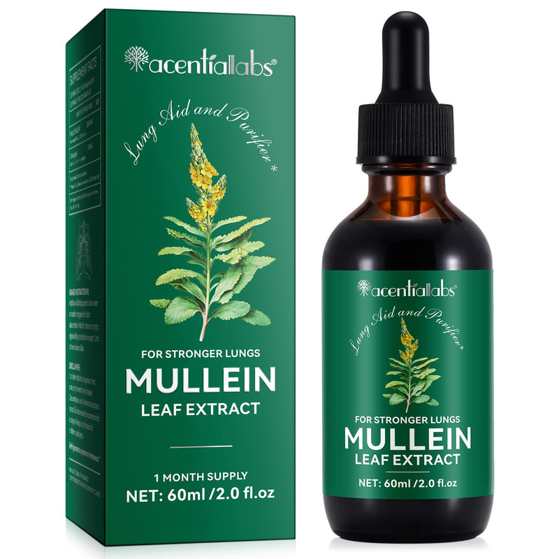 [Australia] - Mullein Drops for Lungs, Natural Mullein Leaf Extract, Mullein and Chlorophyll Drops for Lungs, Breathing Support Supplement (2 Fl Oz/1Pack) 2 Fl Oz (Pack of 1) 