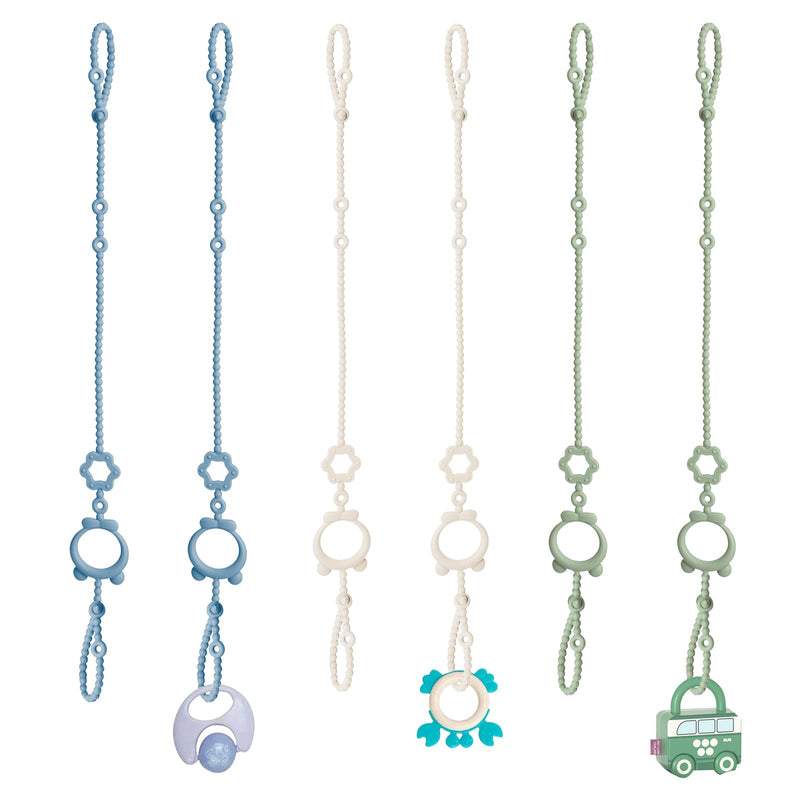[Australia] - Toy Straps for Baby, 6pcs Adjustable Toy Holder for Stroller Accessories, Silicone Baby Tether Pacifier Clip, No Throw Baby Travel Essential Leash for High Chair, Car Seat, Baby Toy Clips P006 P006-2 Dark blue/2 Army green/2 Cream white 