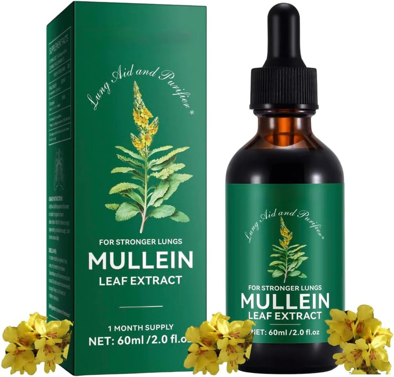 Mullein Drops for Lungs, Mullein Leaf Extract for Lungs, Natural Mullein Herbal Supplements, Mullein Chlorophyll Drops for Lungs, Lung Cleanse for Smokers - 2.02 fl oz 2.02 Fl.Oz (Pack of 1)