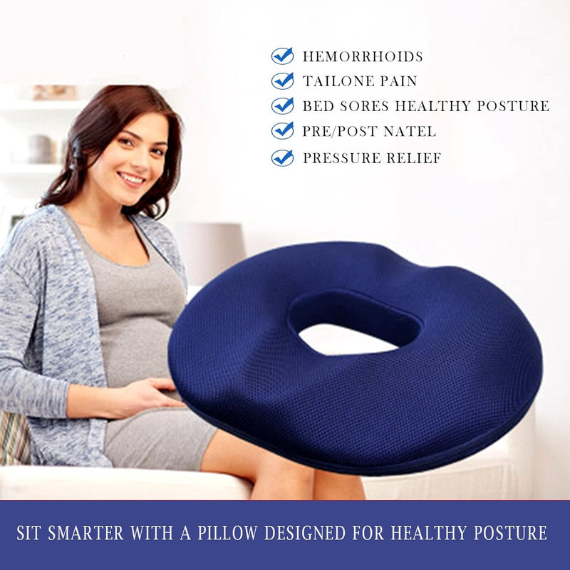 [Australia] - Donut Pillow Tailbone Pain Relief Cushion Bed Sores, Bed Sore Cushions for Butt, Positioning Pillow, Anti-Decubitus Pad for Hemorrhoids, After Surgery Blue 