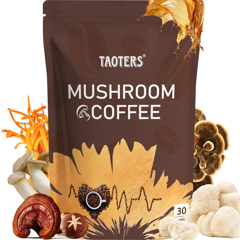 [Australia] - Mushroom Coffee | Enhanced Focus, Boosted Immunity, Improved Energy | 6 Adaptogenic Mushrooms: Cordyceps, Reishi, King Trumpet, Shiitake, Lion's Mane & Turkey Tail | 30 Servings 1 Pack 