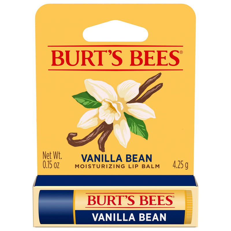 Burt's Bees Lip Balm, Vanilla Bean, Lip Moisturizer With Responsibly Sourced Beeswax, Tint-Free, Natural Conditioning Treatment, 1 Tube, 0.15 oz. 1 Count (Pack of 1)