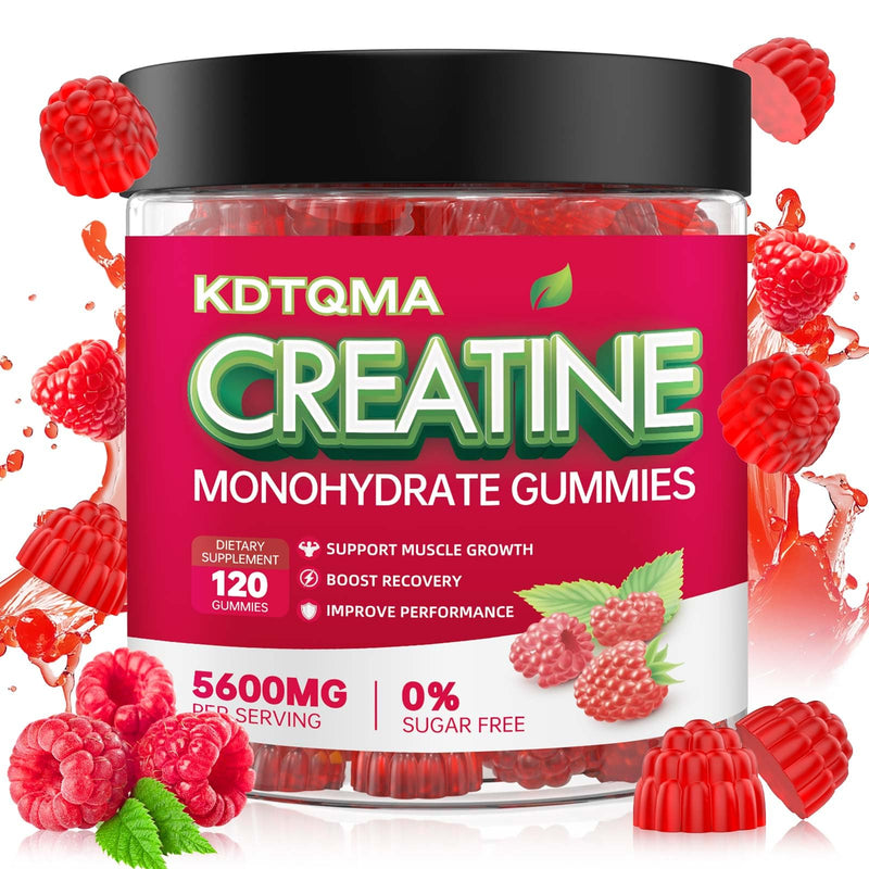 [Australia] - Creatine Monohydrate Gummies for Men & Women 120 CT - 5600mg of Creatine Monohydrate per Serving, Chewable Creatine Monohydrate for Muscle Support & Energy Boost, Sugar Free, Vegan (Raspberry Flavor) Raspberry 120 Count (Pack of 1) 