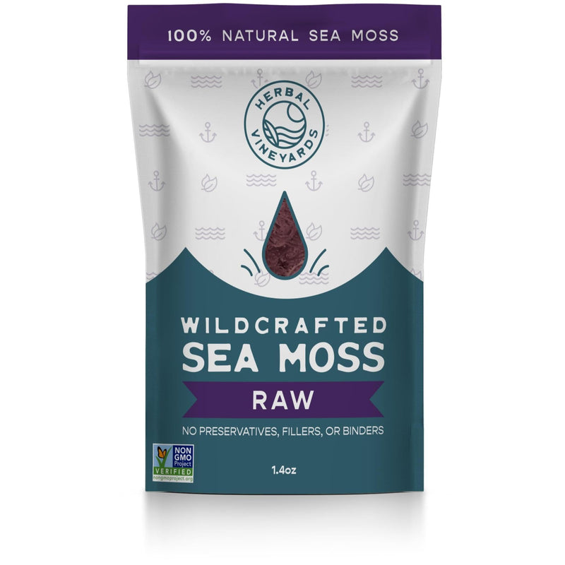 Herbal Vineyards Organic Wildcrafted Raw Purple Irish Sea Moss, 1.4oz | Wildcrafted, non-GMO, single-ingredient purple sea moss; small-batch freshness; simply rinse, soak & blend for gel or tea 1.4 Ounce (Pack of 1)
