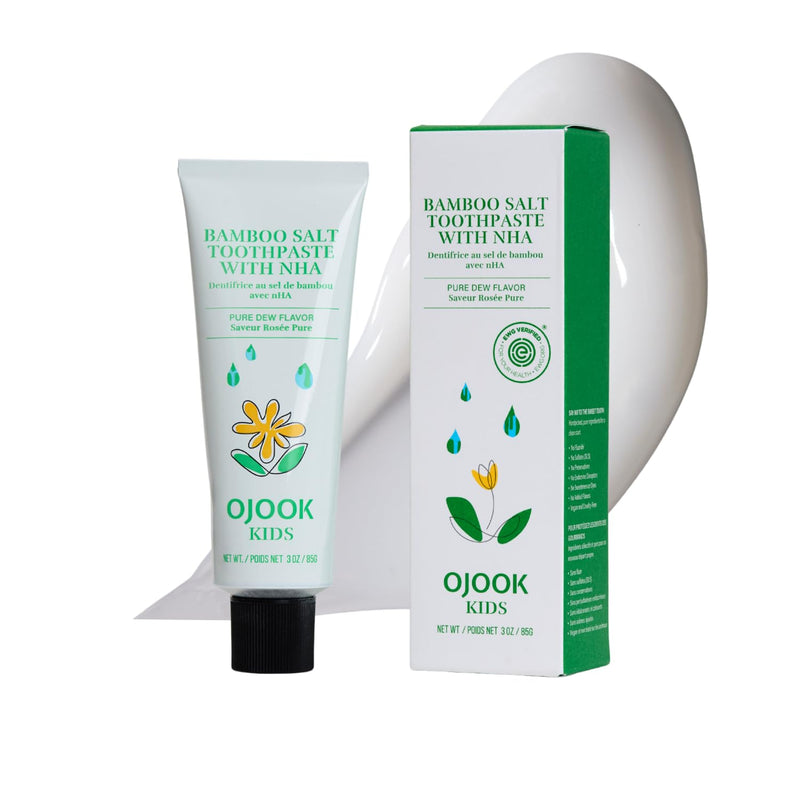 [Australia] - Kids Fluoride Free Bamboo Salt Toothpaste with nHA - Pure Dew | Nano Hydroxyapatite, Remineralizing, Strengthening Enamel for First Teeth, Safe to Swallow (3oz) 3 Ounce (Pack of 1) 