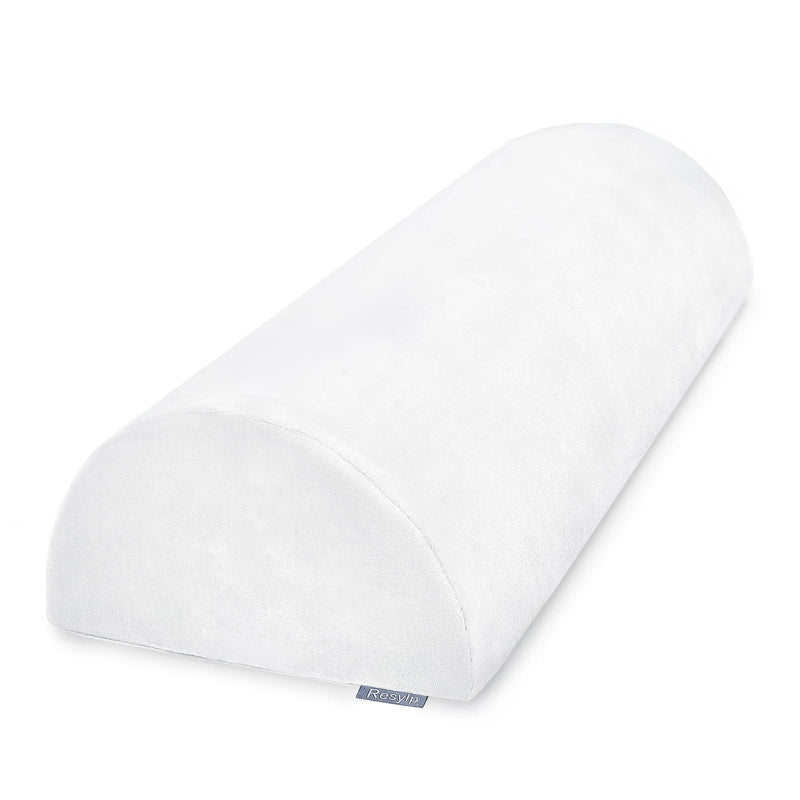 Knee Pillow for Back Sleeping, Memory Foam Bolster Pillow for Legs, Under Knee Pillow for Sleeping, Leg Pillow for Back & Hip Pain Relief, Half Moon Boslter, White