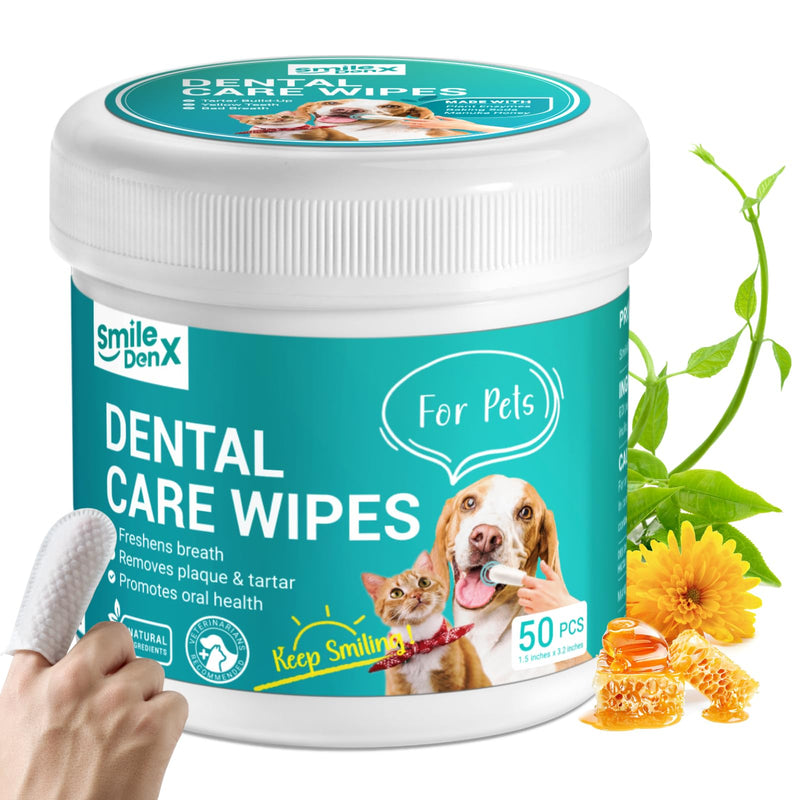 [Australia] - Dog Dental Care Finger Wipes - Teeth Cleaning Finger Wipes for Dog & Cats - Tooth Brushing Kit Dental Wipes for Dog - Reduces Plaque & Freshens Breath (50 PCS, Beef) 50 PCS 