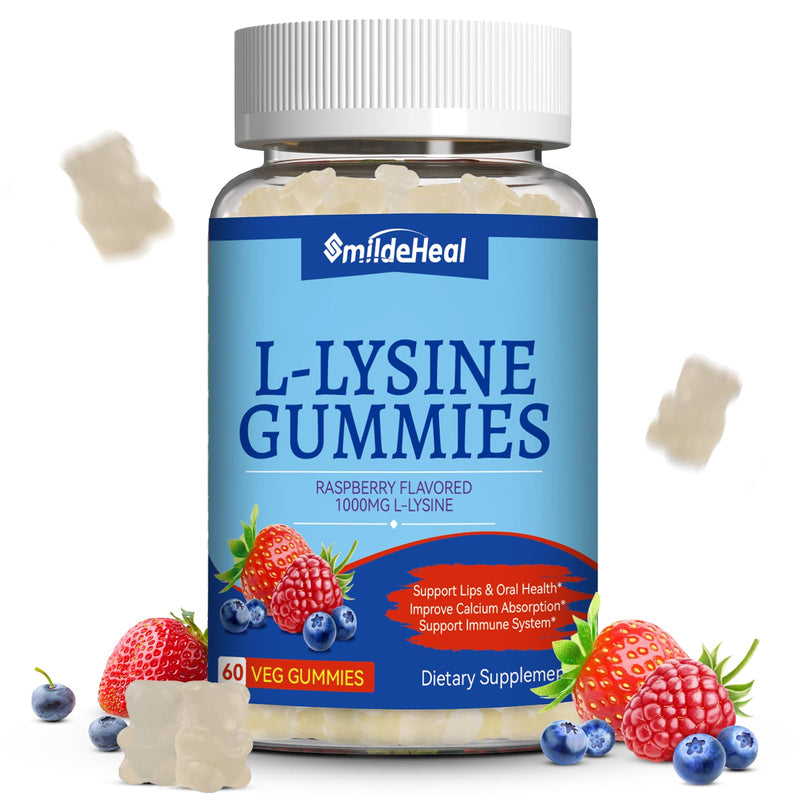 [Australia] - L-Lysine 1000mg Gummies, Chewable Lysine Supplement for Adults, Immune Support, Collagen Formation Support, Non-GMO, Vegan, Gluten Free - 60 Counts 