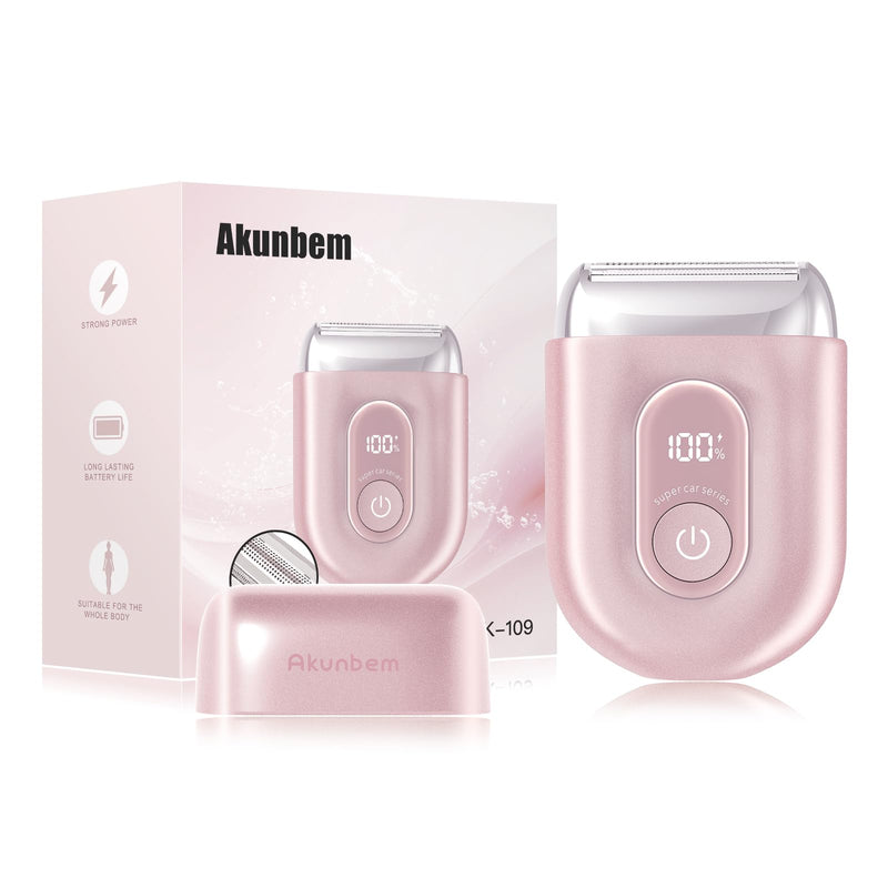 Electric Razor for Women - Mini Bikini Trimmer - Shaver for Pubic, Legs, Arm & Body - Painless Hair Removal Device - Cordless Wet & Dry Use