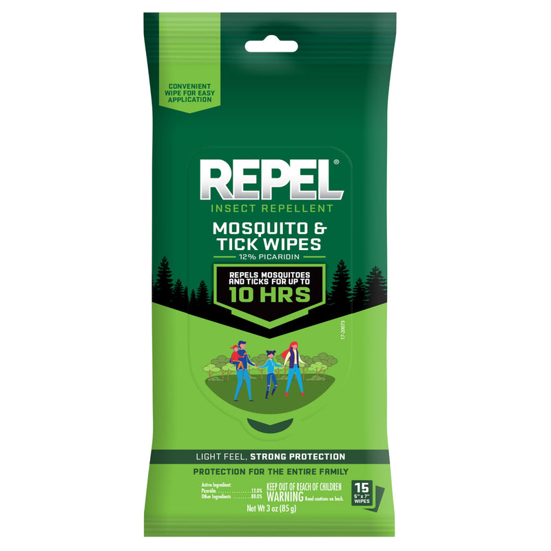 [Australia] - Repel Insect Repellent Mosquito & Tick Wipes 12% Picaridin, Repels Mosquitoes and Ticks for Up to 10 Hours in A Convenient Travel Wipe for Whole-Family Mosquito and Tick Protection,15 Count, 3 Ounces 