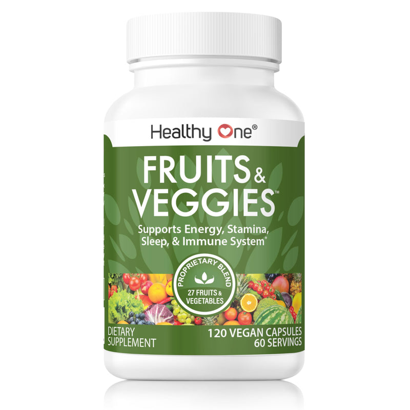 Healthy Fruits & Veggies, 27-in-1 Formula, GLP1 Support, Superfoods - 120ct | Immun & GLP1 Support, 1 Serving = 3 Servings Fruits & Vegetables, Energy & Focus, High Fiber, Antioxidants, Kid Safe 120 Count (Pack of 1)