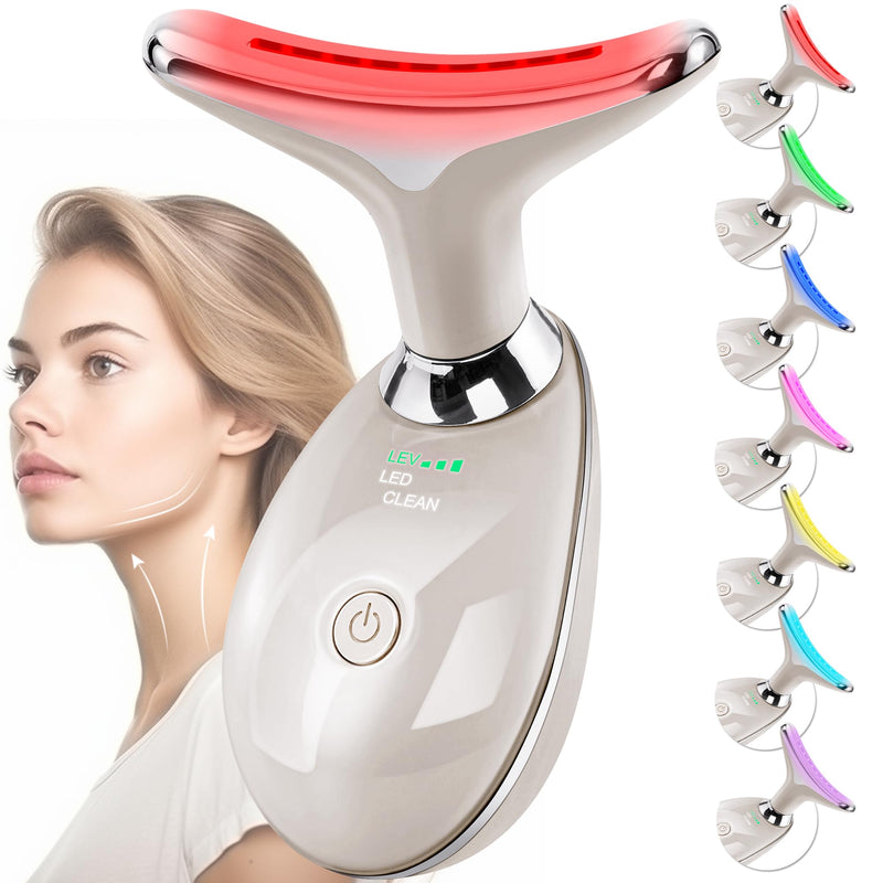 Facial Massager Red-Light-Therapy-for-Face and Neck, Face 𝖲 culpting Wand with 7 Color (Champagne) Champagne