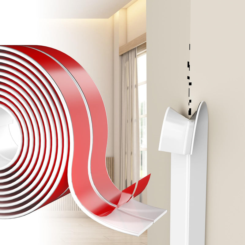 [Australia] - Wall Corner Protector Self-Adhesive Flexible ‚Äì Durable Rubber, Furniture Edge Guard, Easy to Install, White, Prevents Wall Damage, Ideal for Home or Office Use 1.6in√ó20ft Flat 