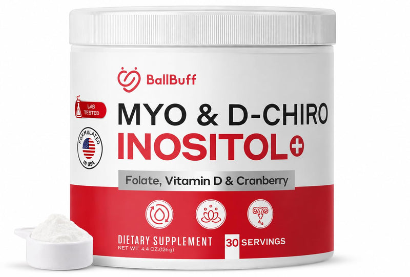 Myo-Inositol & D-Chiro Inositol Powder - 40:1 Ratio with Folate, Vitamin D & Cranberry - Inositol Supplement for Women - 30 Day Supply