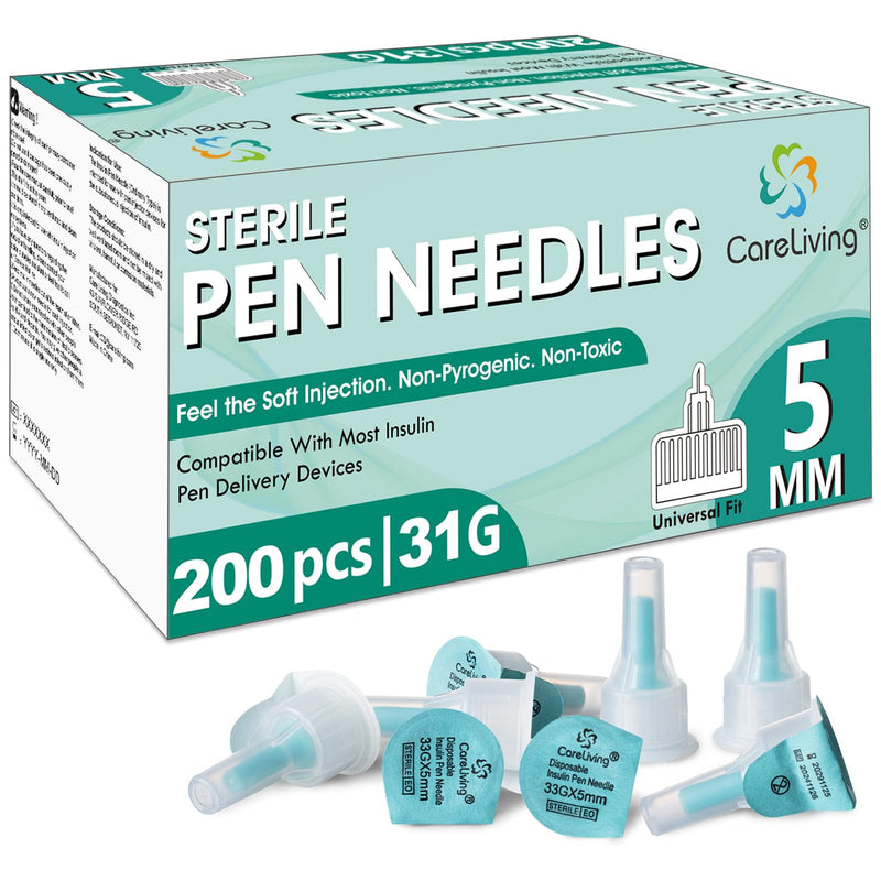 [Australia] - Insulin Pen Needles 33G 5 mm (3/16‚Äù), 200 Count, Diabetic Needles for Insulin Injections, Compatible with Most Diabetes Pens 