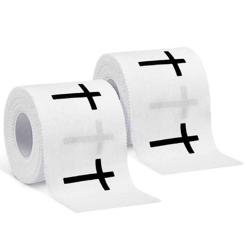 [Australia] - 2 Pcs Cross Tape Christian Athletic Tape Sports Wrap 2in x 23ft Jesus Cotton Wrist Wrap for Soccer Football Baseball Gymnastics Boxing Christian Church Gifts(White,Cross) White 
