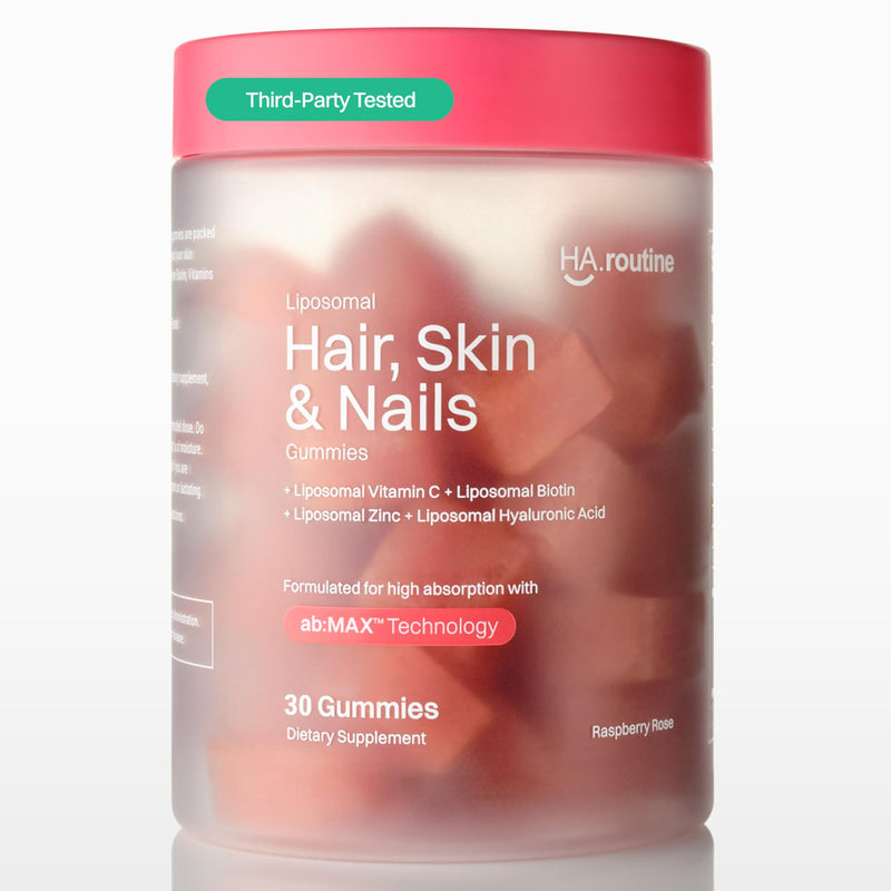 Haroutine Hair Skin & Nails Vitamins, Biotin Gummies for Hair Growth | 2500 mcg Biotin, 1200 mcg Vitamin A & 2 mg Vitamin E, Raspberry Rose Flavor