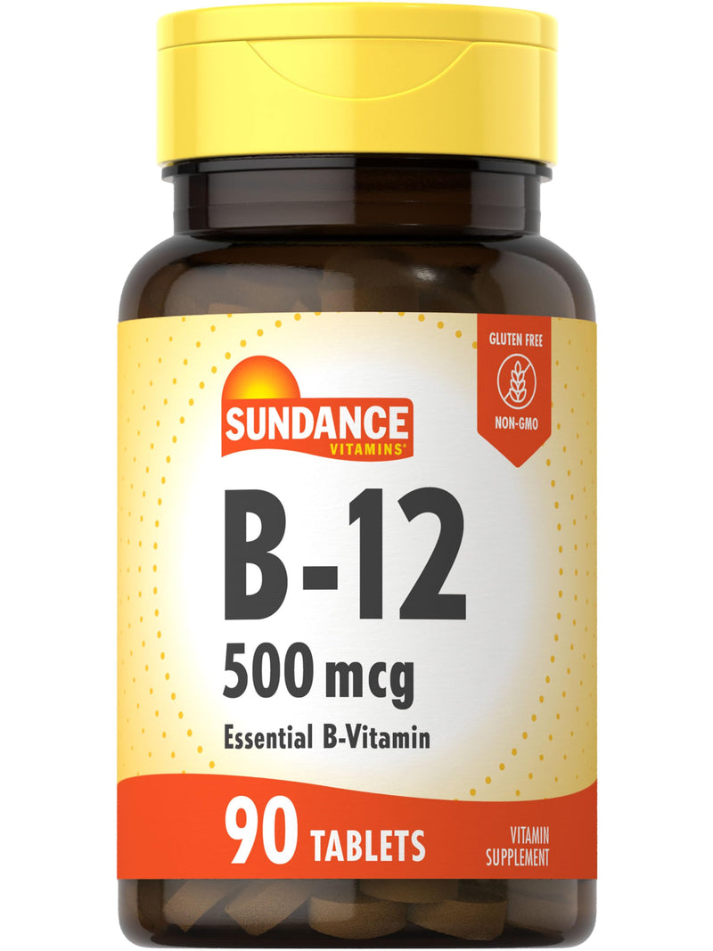 Sundance Vitamin B-12 | 500mcg | 90 Vegetarian Tablets | Essential Vitamin Supplement | Non-GMO and Gluten Free Formula