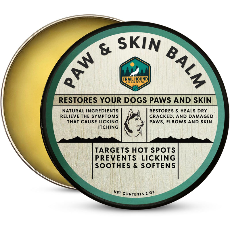 Trail Hound - All Natural Paw, Nose, & Skin Balm 2oz - Protects, Restores & Heals Dry Cracked Paws & Snout - Relieves Itchy Skin - Dog Paw Protector - Paw Soother For Dogs - Lick Safe Dog Paw Pad Balm - PawsPlanet Australia