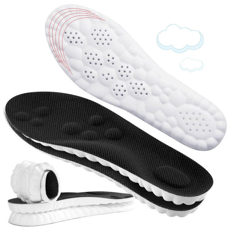 [Australia] - 4D Cloud-Like Comfort Soles for Men - Soft Memory Foam Cushioning Insoles - Trim to Fit Steppers Insoles with Arch Support for Foot Pain Relief and Fatigue Reduction(US M 7.5-10.5) Black US M 7.5-10.5 